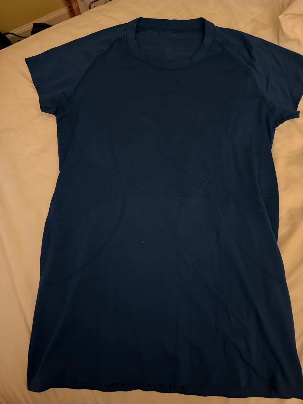 lululemon athletica navy blue short sleeve athletic top